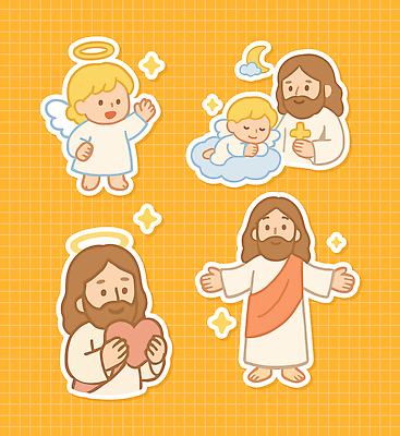 전신 구름 여자 남자 기독교 어린이 엎드리기 십자가 스티커 일러스트 팔벌리기 미소 들기 소녀 소년 여러명 상반신 성인 반짝임 노란색 달 하트 잠 예수 손인사 천사날개 엘리먼트 국내일러스트 천사링 AI파일 자연요소 모양 종교 컬러 다수 날개 모션 천사 표정 사람 인사 신_종교 파일형식 벡터