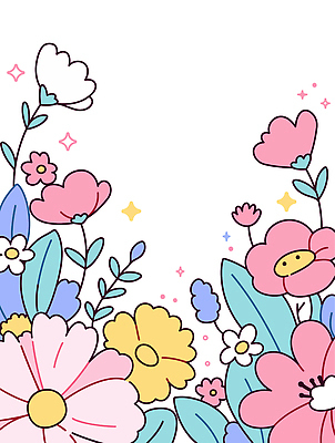 분홍색 잎 일러스트 봄꽃 사람없음 반짝임 꽃프레임 키치 국내일러스트 AI파일 식물 꽃 컬러 컨셉 모션 프레임 봄 파일형식 벡터