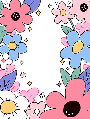 분홍색 잎 일러스트 봄꽃 사람없음 반짝임 꽃프레임 카피스페이스 키치 국내일러스트 AI파일 식물 꽃 컬러 컨셉 모션 프레임 봄 공백 파일형식 벡터