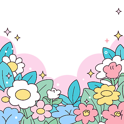 분홍색 잎 일러스트 봄꽃 사람없음 반짝임 꽃프레임 카피스페이스 키치 국내일러스트 AI파일 식물 꽃 컬러 컨셉 모션 프레임 봄 공백 파일형식 벡터