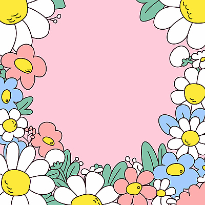 분홍색 잎 일러스트 봄꽃 사람없음 꽃프레임 카피스페이스 키치 국내일러스트 AI파일 식물 꽃 컬러 컨셉 프레임 봄 공백 파일형식 벡터