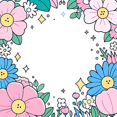 분홍색 잎 일러스트 봄꽃 사람없음 반짝임 꽃프레임 카피스페이스 키치 국내일러스트 AI파일 식물 꽃 컬러 컨셉 모션 프레임 봄 공백 파일형식 벡터