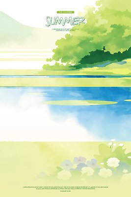 PSD 꽃 일러스트 자연 수채화 산 초원 사람없음 연두색 평화 여름풍경 연못 풀 연잎 국내일러스트 식물 컨셉 잎 풍경 초록색 생태계 파일형식 여름_계절