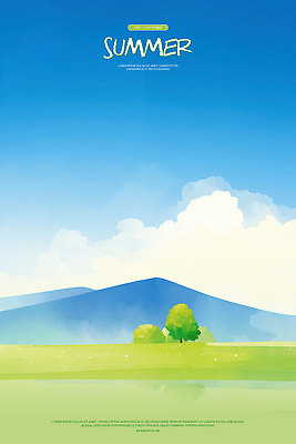 PSD 나무 구름 일러스트 자연 하늘 수채화 초원 사람없음 파란색 평화 여름풍경 국내일러스트 자연요소 식물 컬러 컨셉 풍경 생태계 파일형식 여름_계절