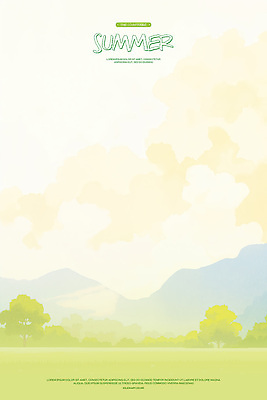 PSD 나무 구름 일러스트 자연 하늘 수채화 산 초원 사람없음 연두색 평화 여름풍경 국내일러스트 자연요소 식물 컨셉 풍경 초록색 생태계 파일형식 여름_계절