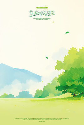 PSD 나무 구름 일러스트 자연 하늘 나뭇잎 수채화 산 초원 사람없음 연두색 평화 여름풍경 국내일러스트 자연요소 식물 컨셉 잎 풍경 초록색 생태계 파일형식 여름_계절