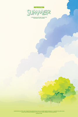 PSD 나무 구름 일러스트 자연 하늘 수채화 사람없음 연두색 평화 여름풍경 국내일러스트 자연요소 식물 컨셉 풍경 초록색 생태계 파일형식 여름_계절