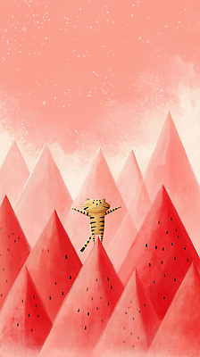 JPG 일러스트 하늘 팔벌리기 사람없음 빨간색 여름 고양이 수박씨 수박조각 산맥 국내일러스트 AI일러스트 AI콘텐츠 계절 컬러 조각 포유류 모션 산 수박 씨앗 반려동물 파일형식