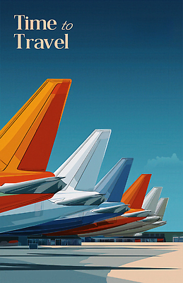 JPG 일러스트 하늘 비행기 그림자 사람없음 파란색 공항 일렬 여행준비 국내일러스트 AI일러스트 AI콘텐츠 컬러 여행 항공교통 교통시설 대중교통 준비 파일형식