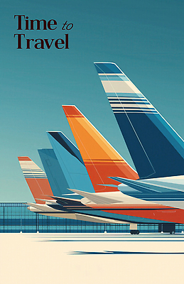 JPG 일러스트 하늘 비행기 그림자 사람없음 파란색 공항 일렬 여행준비 국내일러스트 AI일러스트 AI콘텐츠 컬러 여행 항공교통 교통시설 대중교통 준비 파일형식