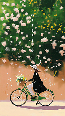 전신 PSD 여자 꽃잎 여유 일러스트 그림자 한명 성인 초록색 평화 자전거 산책 풀잎 승차 챙모자 성인여자한명만 국내일러스트 모자_잡화 1 꽃 감정 컬러 컨셉 잎 모션 휴식 사람 바이크 풀_식물 여자한명만 성인여자만 파일형식