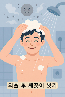 PSD 남자 일러스트 한명 미소 상반신 성인 건강관리 목욕 욕실 위생 먼지 샤워기 머리감기 위생관리 성인남자한명만 국내일러스트 1 표정 건강 관리 사람 청결 남자한명만 성인남자만 파일형식