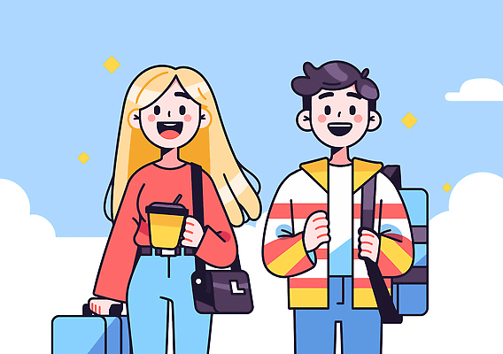 구름 커플 여자 남자 행복 해외여행 일러스트 하늘 휴가 비행기 미소 들기 성인 두명 반짝임 캐리어 잡기 즐거움 백팩 테이크아웃컵 성인만 일러캐릭터 AI파일 자연요소 캐릭터 해외 감정 여행 가방 관계 항공교통 모션 대중교통 표정 사람 컵 여행가방 파일형식 벡터