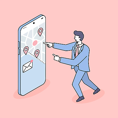 전신 남자 분홍색 지도 일러스트 모바일 한명 미소 정장 성인 라이프 스마트폰 가리킴 GPS 문자메시지 성인남자한명만 국내일러스트 AI파일 1 옷 컬러 표정 사람 손짓 생활 핸드폰 스마트기기 메시지 남자한명만 성인남자만 파일형식 벡터