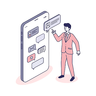 전신 남자 일러스트 모바일 한명 미소 정장 성인 라이프 스마트폰 가리킴 문자메시지 성인남자한명만 국내일러스트 AI파일 1 옷 표정 사람 손짓 생활 핸드폰 스마트기기 메시지 남자한명만 성인남자만 파일형식 벡터