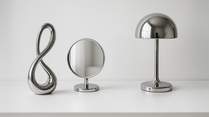 JPG 편집이미지 사람없음 인테리어 거울 스탠드 은색 철 모던 심플 스틸 오브제 편집실사 AI포토 AI콘텐츠 디자인 컬러 조명 CG 파일형식