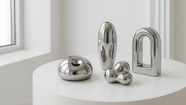 JPG 편집이미지 사람없음 인테리어 은색 철 모던 심플 스틸 오브제 원형탁자 편집실사 AI포토 AI콘텐츠 디자인 컬러 탁자 CG 파일형식