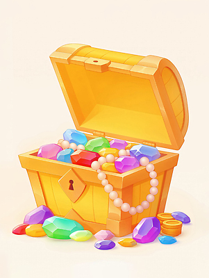 JPG 일러스트 사람없음 오픈 화려 보석 진주 금화 보물상자 보석상자 국내일러스트 AI일러스트 AI콘텐츠 컨셉 상자 황금 광석 파일형식