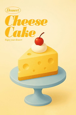 PSD 포스터 일러스트 디저트 사람없음 노란색 체리 달콤 조각케이크 생크림 치즈케이크 케이크스탠드 국내일러스트 음식 컬러 과일 케이크 맛 받침대 크림 파일형식