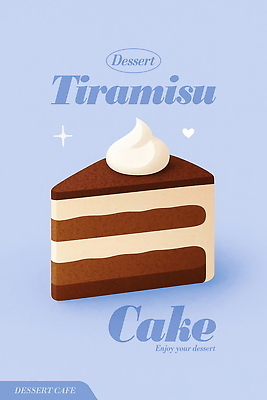 PSD 포스터 일러스트 디저트 사람없음 파란색 반짝임 하트 조각케이크 생크림 티라미수 국내일러스트 모양 음식 컬러 모션 케이크 크림 파일형식