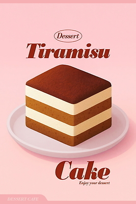 PSD 접시 포스터 분홍색 일러스트 디저트 사람없음 미니케이크 티라미수 국내일러스트 식기 음식 컬러 케이크 파일형식