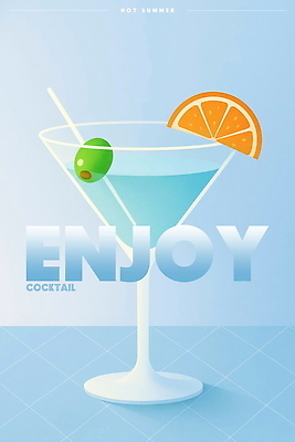 PSD 포스터 음료 일러스트 사람없음 파란색 칵테일 꼬치 즐거움 올리브 칵테일잔 슬라이스 오렌지조각 국내일러스트 열매 감정 컬러 술잔 오렌지 주류 파일형식