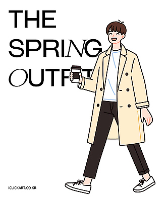 전신 패션 남자 일러스트 한명 미소 들기 성인 걷기 롱코트 봄옷 테이크아웃컵 성인남자한명만 국내일러스트 AI파일 1 옷 모션 표정 사람 컵 봄 코트 남자한명만 성인남자만 파일형식 벡터