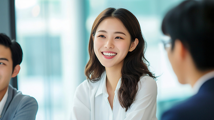 JPG 편집이미지 여자 남자 창문 회의 미소 상반신 성인 세명 비즈니스맨 비즈니스우먼 토론 의료성형뷰티 성인만 편집실사 AI인물포토 AI콘텐츠 비즈니스 표정 사람 직장인 CG 파일형식 AI포토