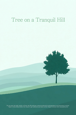 PSD 나무 하늘색 일러스트 자연 하늘 한그루 사람없음 평화 고요 언덕 청록색 국내일러스트 식물 1 컬러 컨셉 파란색 생태계 파일형식