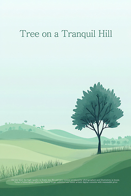 PSD 나무 하늘색 일러스트 자연 하늘 한그루 잔디 사람없음 초록색 평화 고요 언덕 국내일러스트 식물 1 컬러 컨셉 파란색 생태계 파일형식