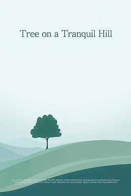 PSD 나무 하늘색 일러스트 자연 하늘 한그루 사람없음 평화 고요 언덕 청록색 국내일러스트 식물 1 컬러 컨셉 파란색 생태계 파일형식