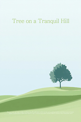 PSD 나무 하늘색 일러스트 자연 하늘 한그루 그림자 사람없음 초록색 평화 고요 언덕 국내일러스트 식물 1 컬러 컨셉 파란색 생태계 파일형식