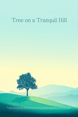 PSD 나무 하늘색 일러스트 자연 하늘 산 한그루 그림자 사람없음 평화 노을 고요 언덕 국내일러스트 자연요소 식물 1 컨셉 파란색 생태계 파일형식