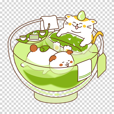 편집이미지 휴식 미소 누끼 사람없음 연두색 수건 귀여움 수영 떠있는 조각케이크 찻잔 녹차 개캐릭터 고양이캐릭터 PNG 티백 동물캐릭터 컨셉 모션 잔 표정 초록색 차_음료 위생용품 케이크 고양이 수상스포츠 개 파일형식