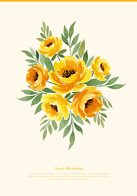 꽃 잎 일러스트 수채화 사람없음 노란색 국내일러스트 AI파일 식물 컬러 파일형식 벡터