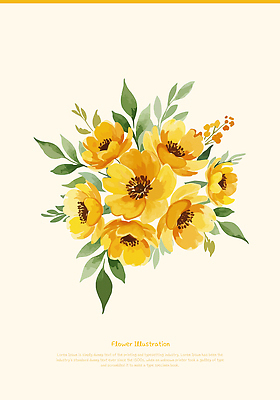 꽃 잎 일러스트 수채화 사람없음 노란색 국내일러스트 AI파일 식물 컬러 파일형식 벡터