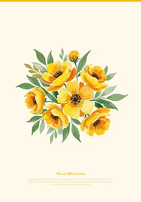 꽃 잎 일러스트 수채화 사람없음 노란색 국내일러스트 AI파일 식물 컬러 파일형식 벡터