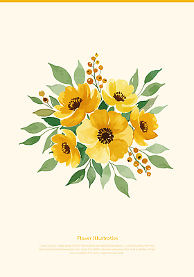 꽃 잎 일러스트 수채화 사람없음 노란색 국내일러스트 AI파일 식물 컬러 파일형식 벡터