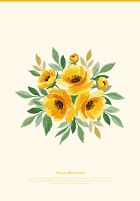 꽃 잎 일러스트 수채화 사람없음 노란색 국내일러스트 AI파일 식물 컬러 파일형식 벡터