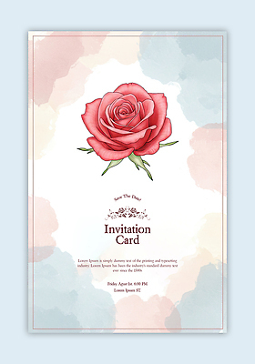 PSD 템플릿 꽃 분홍색 잎 한송이 카드템플릿 수채화 사람없음 장미 초대장 이미지템플릿 식물 1 컬러 카드_감사 송이 파일형식