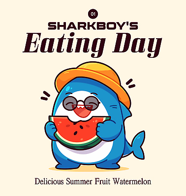 모자 동물캐릭터 일러스트 웃음 들기 사람없음 여름 파란색 선글라스 상어 베이지색 수박조각 일러캐릭터 AI파일 동물 캐릭터 잡화 계절 안경 컬러 조각 모션 수박 표정 어류 파일형식 벡터