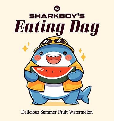 모자 동물캐릭터 일러스트 웃음 들기 사람없음 여름 파란색 반짝임 선글라스 상어 베이지색 수박조각 일러캐릭터 AI파일 동물 캐릭터 잡화 계절 안경 컬러 조각 모션 수박 표정 어류 파일형식 벡터