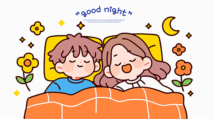 여자 남자 꽃 어린이 잎 일러스트 베개 미소 소녀 소년 상반신 두명 반짝임 눕기 눈감음 이불 초승달 어린이만 국내일러스트 수면_잠 AI파일 식물 침구 모션 표정 사람 달 잠 파일형식 벡터