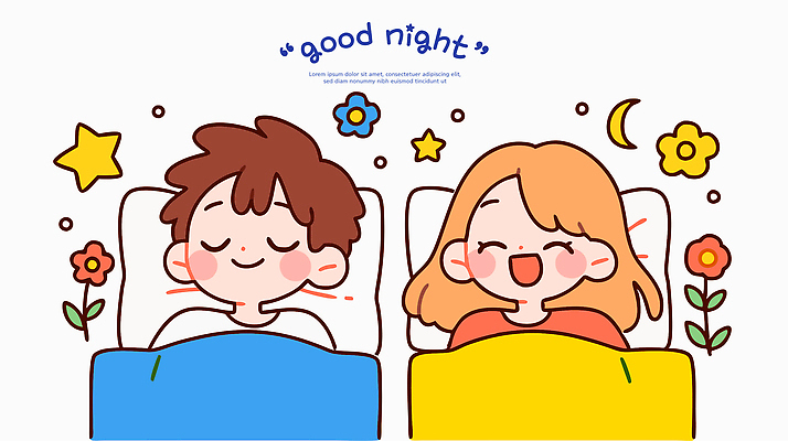 여자 남자 꽃 별 어린이 일러스트 베개 미소 소녀 소년 상반신 두명 눕기 눈감음 이불 초승달 어린이만 국내일러스트 수면_잠 AI파일 자연요소 식물 침구 모션 표정 사람 달 잠 파일형식 벡터