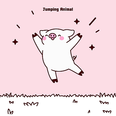 행복 분홍색 일러스트 미소 잔디 초원 사람없음 반짝임 귀여움 점프 돼지캐릭터 일러캐릭터 AI파일 식물 캐릭터 감정 컬러 동물캐릭터 컨셉 모션 표정 돼지 파일형식 벡터