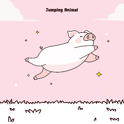 행복 분홍색 일러스트 미소 잔디 초원 사람없음 반짝임 달리기 귀여움 점프 돼지캐릭터 일러캐릭터 AI파일 식물 캐릭터 감정 컬러 동물캐릭터 컨셉 모션 표정 돼지 파일형식 벡터