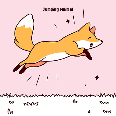 행복 분홍색 일러스트 미소 잔디 초원 사람없음 반짝임 달리기 귀여움 점프 여우캐릭터 일러캐릭터 AI파일 식물 캐릭터 감정 컬러 동물캐릭터 컨셉 모션 표정 여우 파일형식 벡터