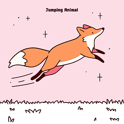 분홍색 일러스트 잔디 초원 사람없음 반짝임 달리기 귀여움 점프 여우캐릭터 일러캐릭터 AI파일 식물 캐릭터 컬러 동물캐릭터 컨셉 모션 여우 파일형식 벡터