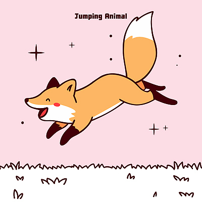 행복 분홍색 일러스트 미소 잔디 초원 사람없음 반짝임 달리기 귀여움 점프 여우캐릭터 일러캐릭터 AI파일 식물 캐릭터 감정 컬러 동물캐릭터 컨셉 모션 표정 여우 파일형식 벡터