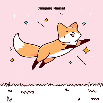 행복 분홍색 일러스트 미소 잔디 초원 사람없음 반짝임 달리기 귀여움 점프 여우캐릭터 일러캐릭터 AI파일 식물 캐릭터 감정 컬러 동물캐릭터 컨셉 모션 표정 여우 파일형식 벡터